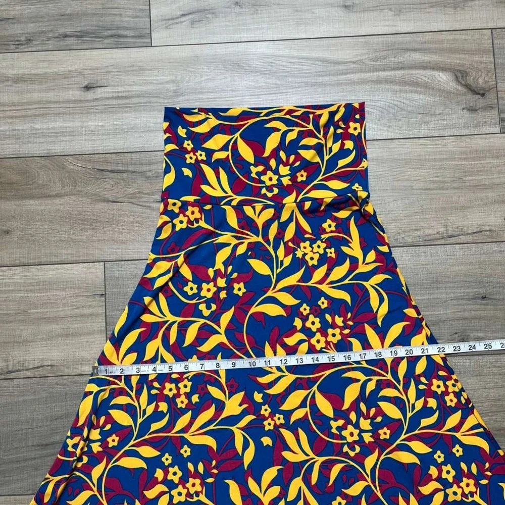 LuLaRoe Womens Floral Leaf‎ Print Maxi Skirt Size XS Blue Cranberry Marigold